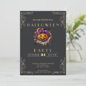 Chalkboard Black & Gold Spooky Seizoen Halloween Kaart (Staand voorkant)