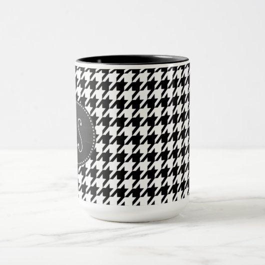  Chalkboard Black Houndstooth Mok (Midden)