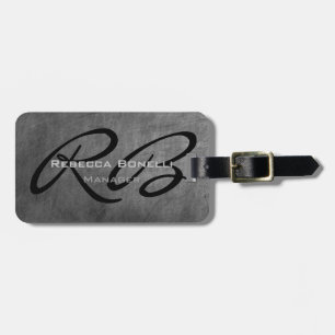 Chalkboard Black Monogrammed Modern Plain Bagagelabel