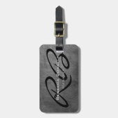 Chalkboard Black Monogrammed Modern Plain Bagagelabel (Voorkant verticaal)