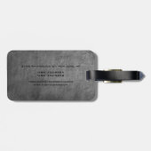 Chalkboard Black Monogrammed Modern Plain Bagagelabel (Achterkant horizontaal)