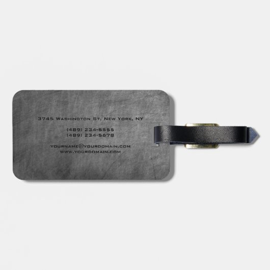 Chalkboard Black Monogrammed Modern Plain Bagagelabel (Achterkant horizontaal)