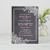 Chalkboard Black & Pink Bridal Shower-uitnodiginge Kaart (Staand voorkant)