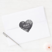 Chalkboard Black & Pink Heart Weddenkers Hart Sticker (Envelop)