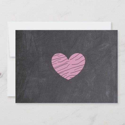 Chalkboard Black & Pink Photo Wedding Invitations Kaart (Achterkant)