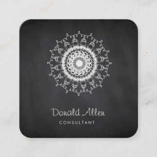 Chalkboard Black Professional Damask Vierkante Visitekaartje