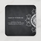 Chalkboard Black Professional Damask Vierkante Visitekaartje (Achterkant)