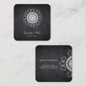 Chalkboard Black Professional Damask Vierkante Visitekaartje (Voorkant / Achterkant)