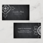 Chalkboard Black Professional Damask Visitekaartje (Voorkant / Achterkant)