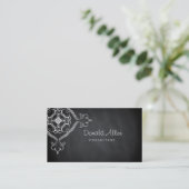 Chalkboard Black Professional Damask Visitekaartje (Staand voorkant)