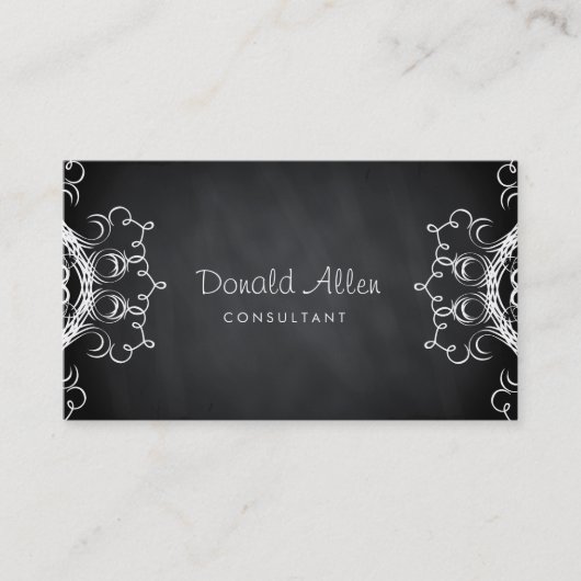 Chalkboard Black  Professional Damask Visitekaartje (Voorkant)