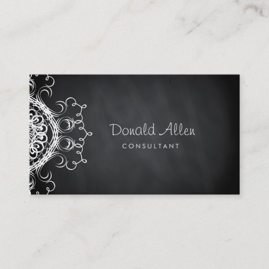Chalkboard Black Professional Damask Visitekaartje (Voorkant)