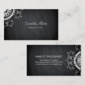Chalkboard Black Professional Damask Visitekaartje (Voorkant / Achterkant)