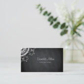 Chalkboard Black Professional Damask Visitekaartje (Staand voorkant)