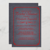 Chalkboard Black & Red Bridal Shower-uitnodigingen Kaart (Voorkant / Achterkant)