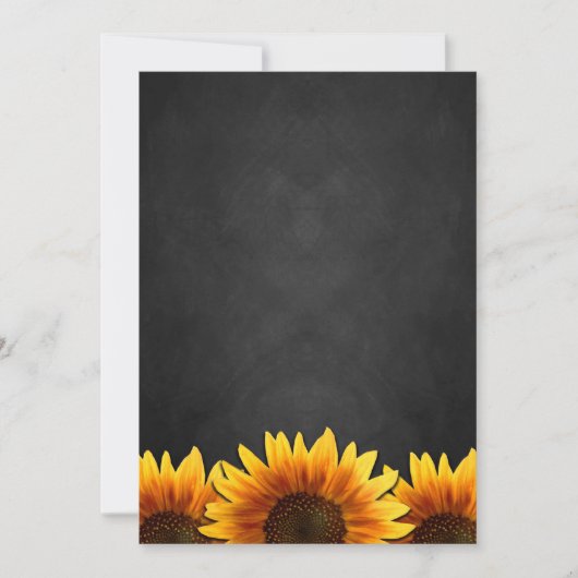 Chalkboard Black Sunflower Wedding Invitting Kaart (Voorkant)