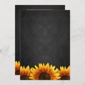 Chalkboard Black Sunflower Wedding Invitting Kaart (Voorkant / Achterkant)