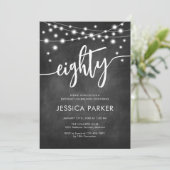 Chalkboard Black White 80th Birthday Party Kaart (Staand voorkant)