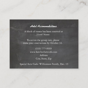 Chalkboard Black Wood Hotel Enclosure-kaarten Informatiekaartje