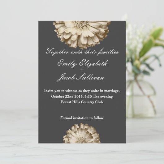 Chalkboard Blackboard Daisy Geïnspireerd huwelijk Save The Date (Staand voorkant)