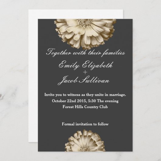 Chalkboard Blackboard Daisy Geïnspireerd huwelijk  Save The Date (Voorkant / Achterkant)