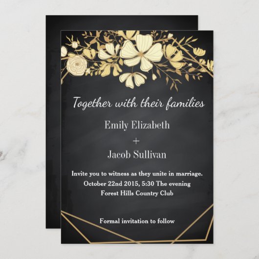 Chalkboard Blackboard Geïnspireerd Bruiloft Save T Save The Date (Voorkant / Achterkant)