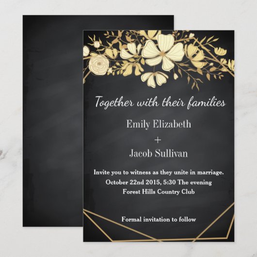 Chalkboard Blackboard Geïnspireerd Bruiloft Save T The Date (Voorkant / Achterkant)