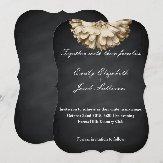 Chalkboard Blackboard Sunflower Geïnspireerd huwel Save The Date (Voorkant / Achterkant)