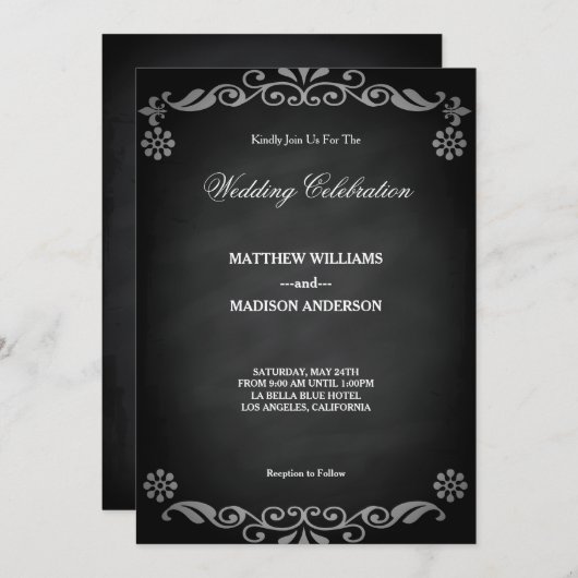 Chalkboard Blackboard Weddenschap Kaart (Voorkant / Achterkant)