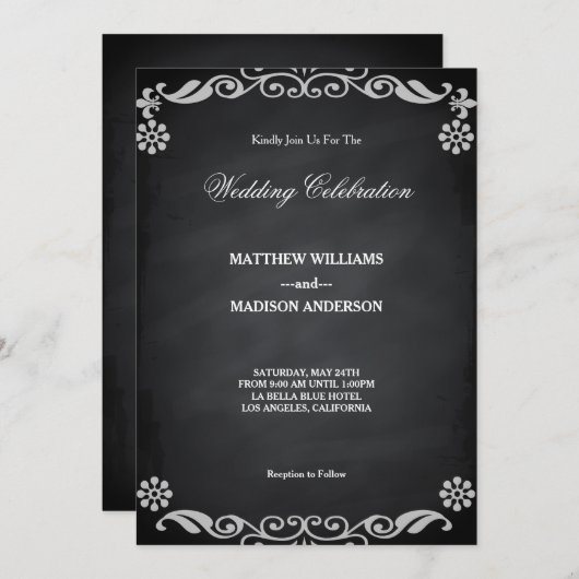 Chalkboard Blackboard Weddenschap Kaart (Voorkant / Achterkant)