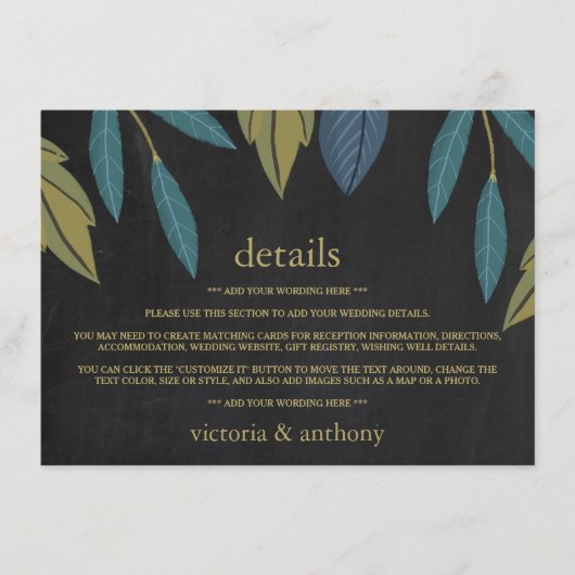 Chalkboard blad bruiloft detail invoegen informatiekaartje