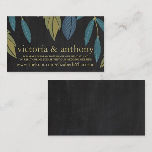 Chalkboard blad bruiloft website invoegen informatiekaartje (Voorkant / Achterkant)