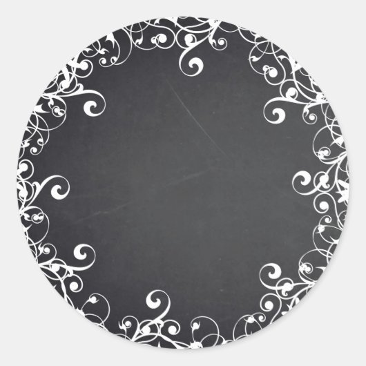 Chalkboard Blank Floral Swirl Faux aanpassen Tekst Ronde Sticker (Voorkant)