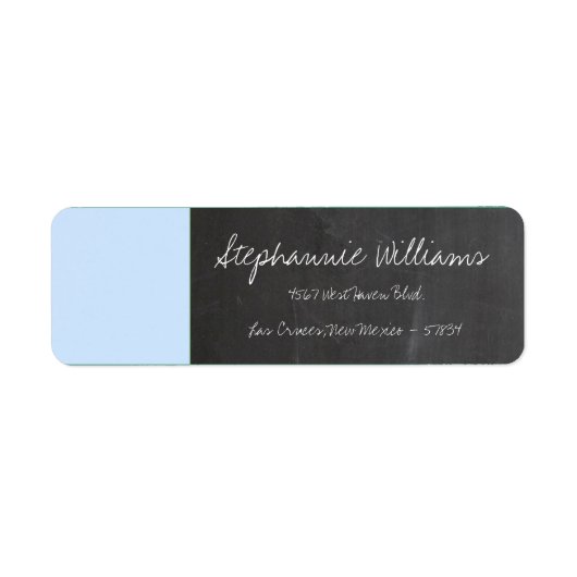 Chalkboard Blauw Bruiloft Retourlabel Etiket (Voorkant)