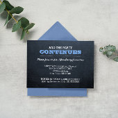 Chalkboard blauw na feestuitnodiging kaart