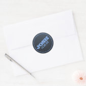 Chalkboard Blauw Naam Logo en Datum Ronde Sticker (Envelop)