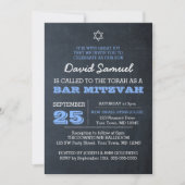 Chalkboard Blauw Zilveren Ster van David Bar Mitsw Kaart (Voorkant)