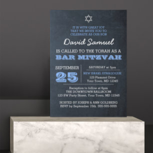 Chalkboard Blauw Zilveren Ster van David Bar Mitsw Kaart