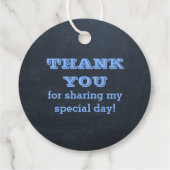 Chalkboard Blauwe Naam Logo Bedankjes Labels (Achterkant)