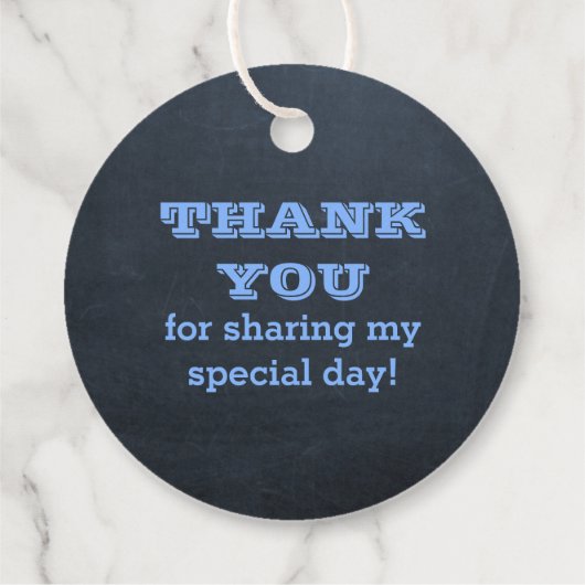 Chalkboard Blauwe Naam Logo Bedankjes Labels (Achterkant)