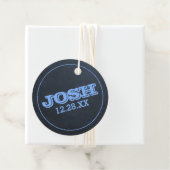 Chalkboard Blauwe Naam Logo Bedankjes Labels (In situ)