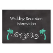 Chalkboard Blauwgroen Strand Bruiloft Receptie Inv Kaart (Voorkant)