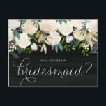Chalkboard Bleke Peonies zullen mijn Bridesmaid zi Uitnodiging Briefkaart<br><div class="desc">Vraag je vrienden en familie om deel uit te maken van je bruiloft met deze florale kaart "Will you be My Bridesmaid" met waterverf pinda's met gouden folie en gouden glitteraccenten met faux-alkboardachtergrond. Overeenkomende objecten zijn beschikbaar.</div>