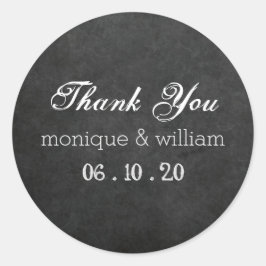 Chalkboard bloeien rustieke bruiloft dank u ronde sticker