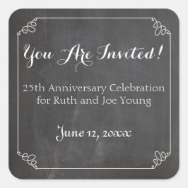 Chalkboard  bloeiend Lijst, Jubileum Vierkante Sticker