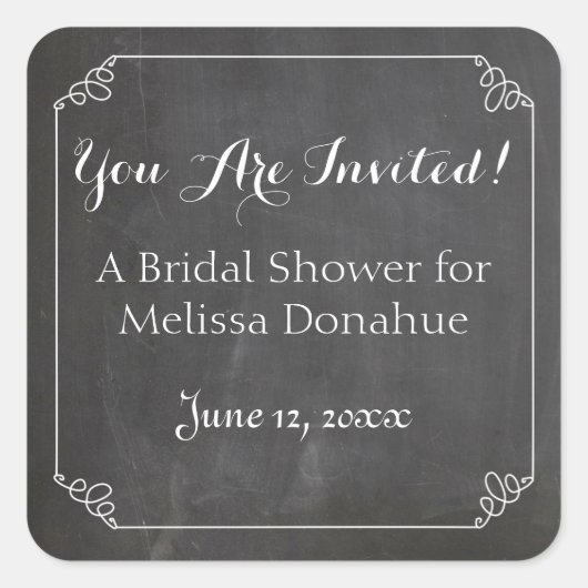 Chalkboard  bloeiend Lijst, Vrijgezellenfeest Vierkante Sticker (Voorkant)