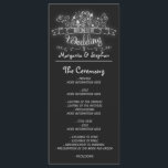 chalkboard bloeit handgeschreven trouwprogramma '  programmakaart<br><div class="desc">Chalkboard moderne trouwprogramma's met handgetekende bloemen,  bladeren,  takken en liefdesharten. Casual en modern</div>