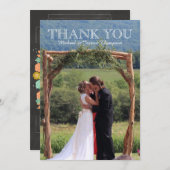 Chalkboard Bloemen bruiloft BEDANKT KAART (Voorkant / Achterkant)