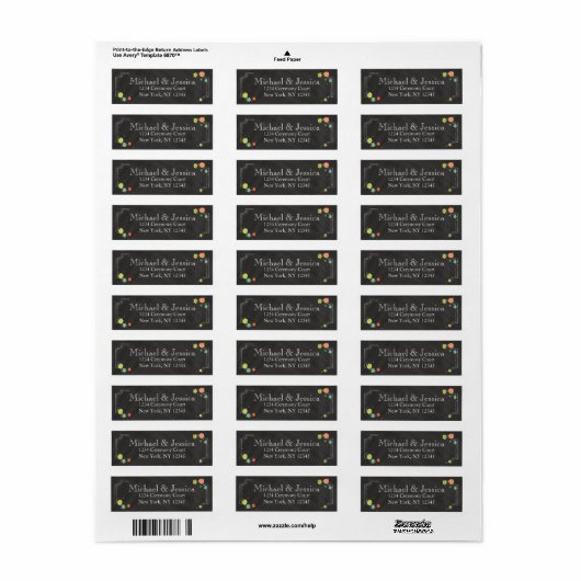Chalkboard Bloemen Bruiloft Retouradres Label (Full Sheet)