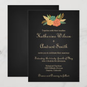 Chalkboard Bloemen Huwelijksuitnodiging Kaart (Voorkant / Achterkant)